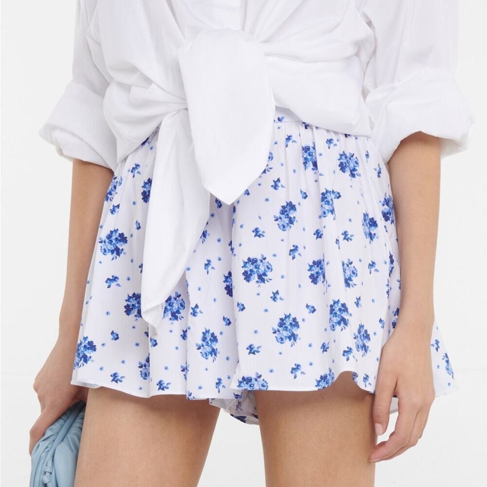 NWT Caroline Constas Taegan Shorts Blue Floral Boho Summer Flowy Cotton Blend M